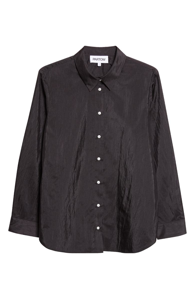 PARTOW Bryant Nylon & Silk Button-Up Shirt, Main, color, Black
