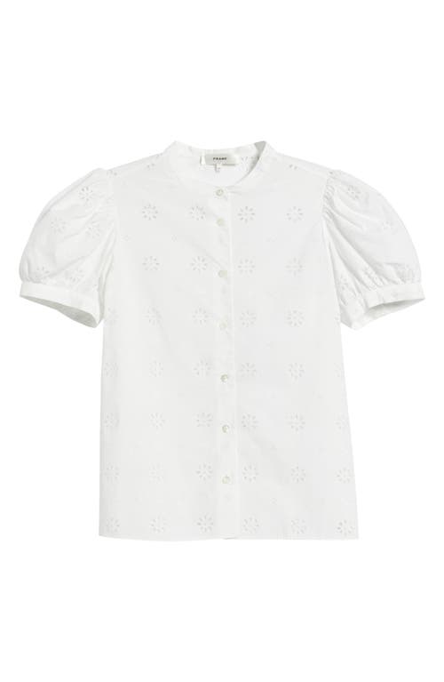 Frame The Eyelet Puff Sleeve Shirt In White