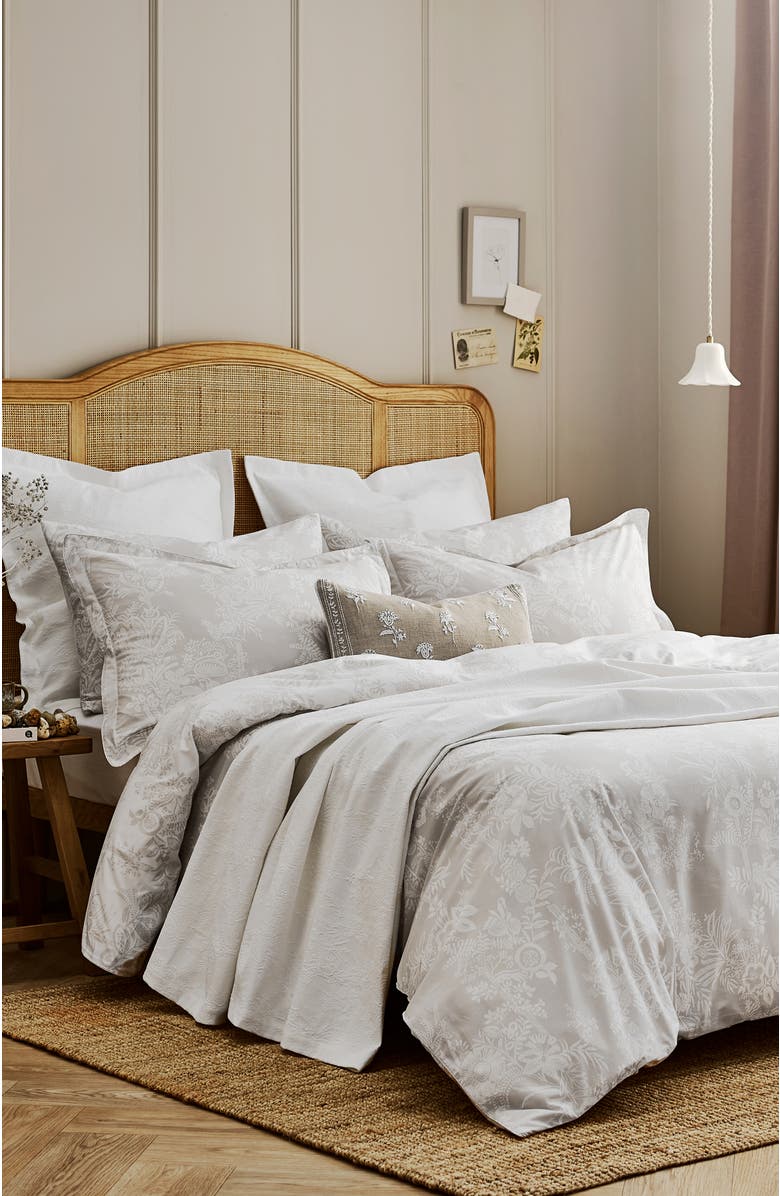 CHRISTY Beatrice Luxury Cotton Percale Jacquard Duvet Cover Sets, Alternate, color, Beige