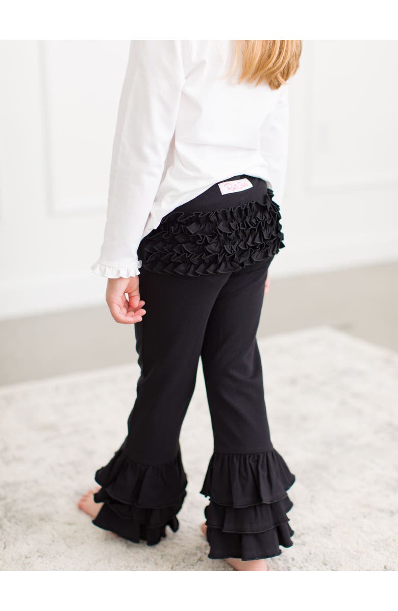 RuffleButts Baby/Toddler Girls Ruffle Flare Pants, Alternate, color, Black