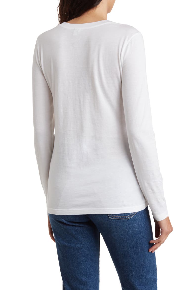 Crewneck Long Sleeve Pima Cotton T-Shirt, Alternate, color, WHITE