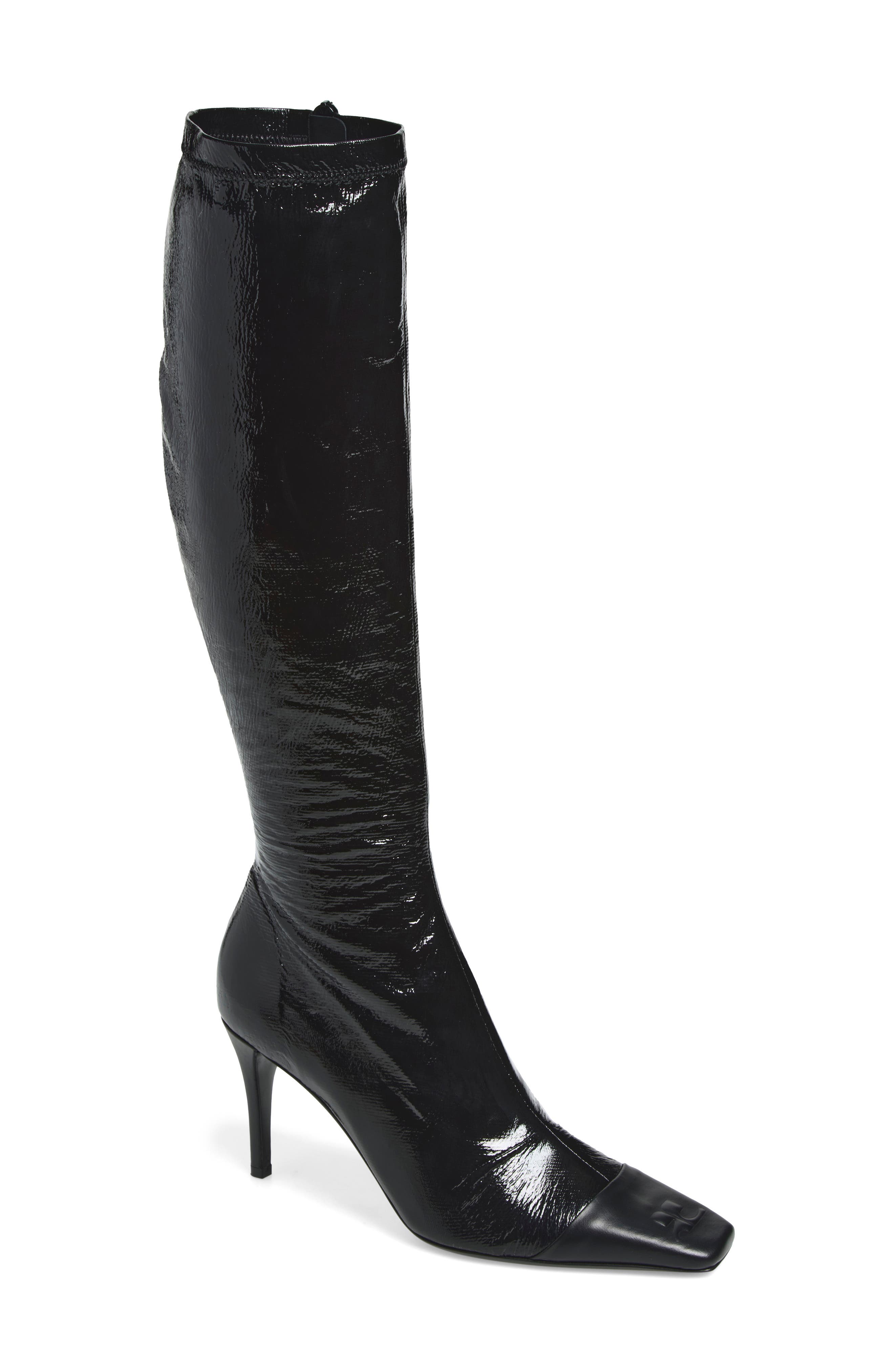 Cap Toe Vinyl Boot, Main, color, BLACK/ BLACK