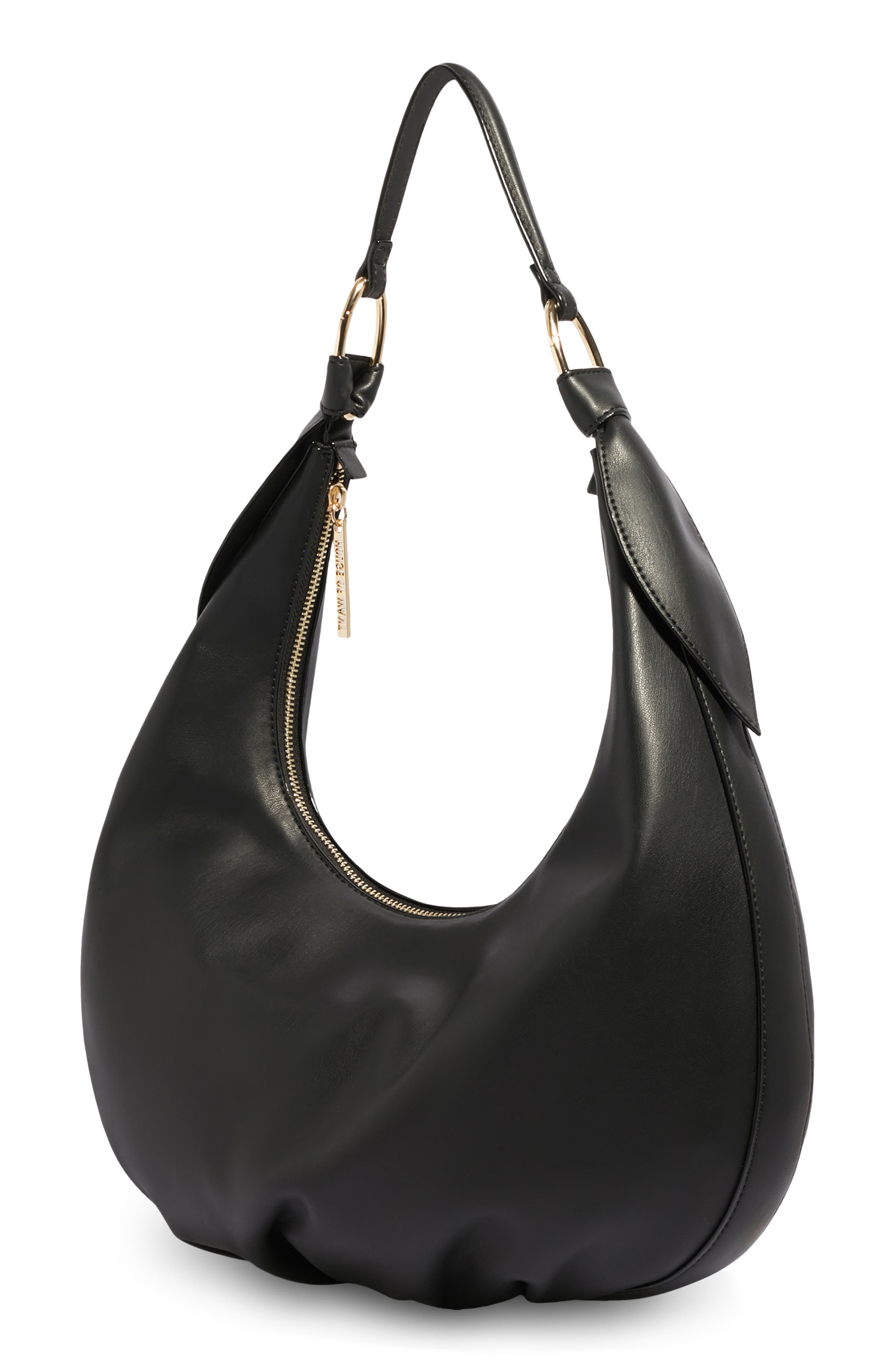 H.O.W. We Saunter Vegan Leather Hobo Bag, Alternate, color, NOIR