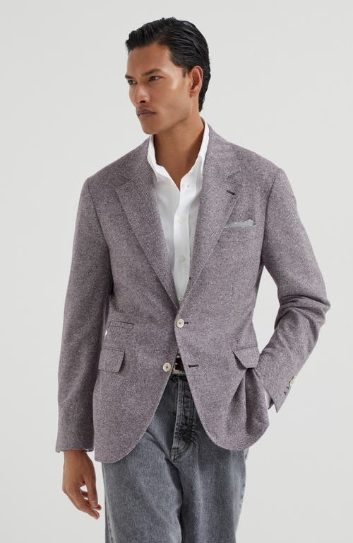 Brunello Cucinelli Chevron Deconstructed Blazer In Purple