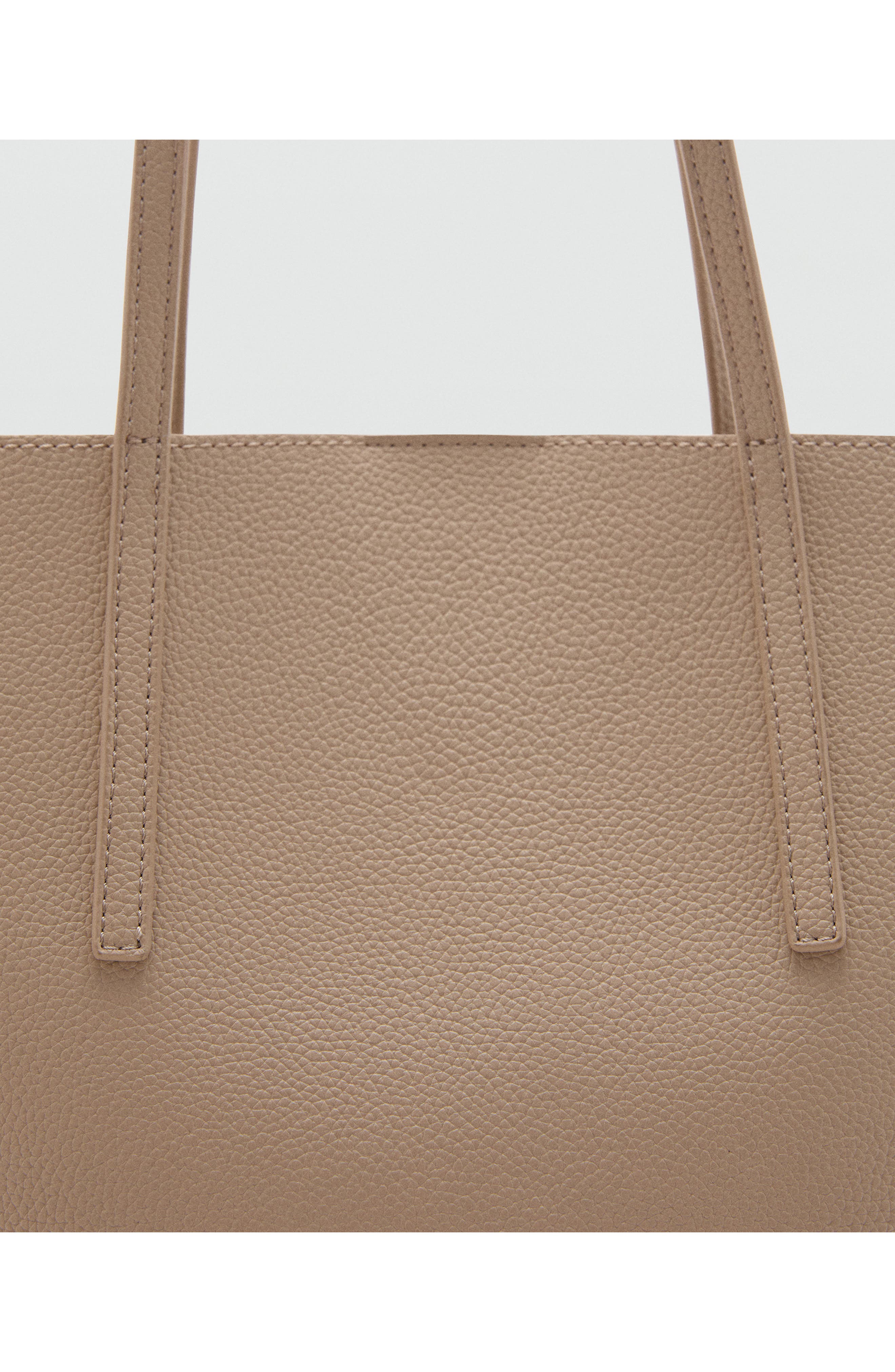 MANGO Pebble Faux Leather Shopper Bag, Alternate, color, Medium Brown