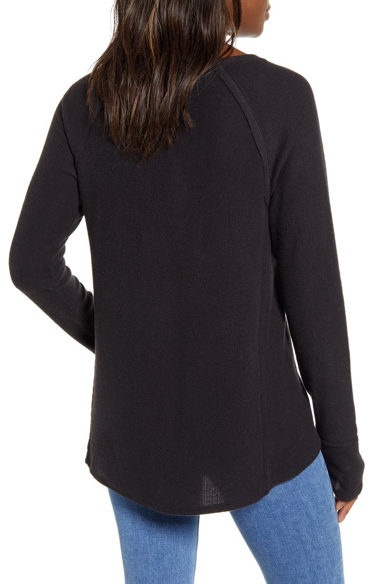 Caslon<sup>®</sup> Cozy V-Neck Ribbed Top, Alternate, color, 