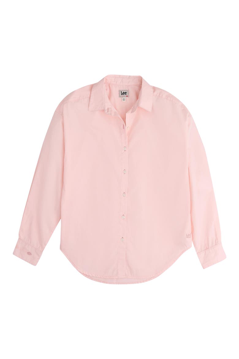 Cotton Button Up Shirt, Alternate, color, PEACH BUD