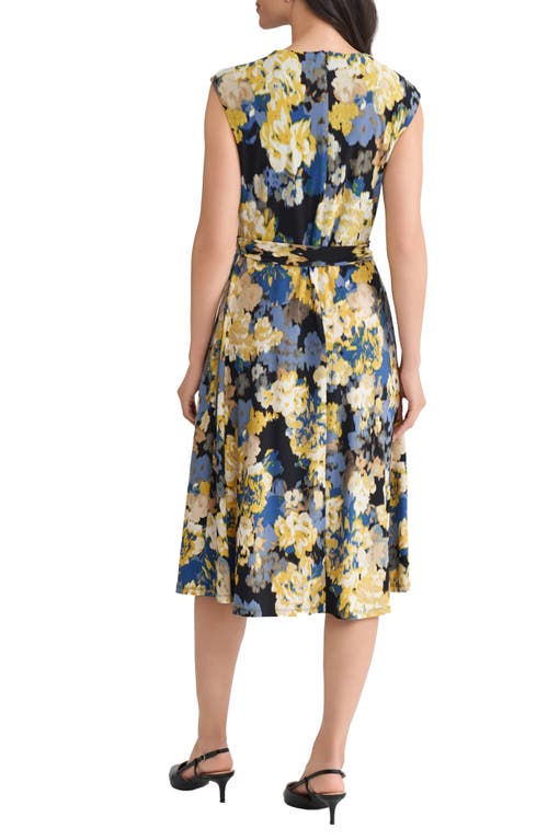 Kasper Plus Size Floral Print Cowlneck Dress In Multi