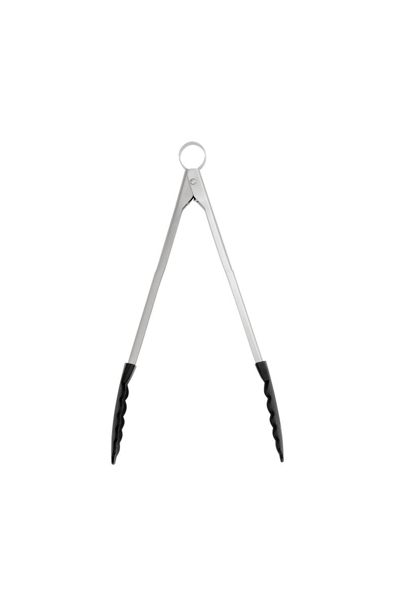 CUISIPRO 12 Inch Nonstick Nylon Locking Tongs, Main, color, Silver