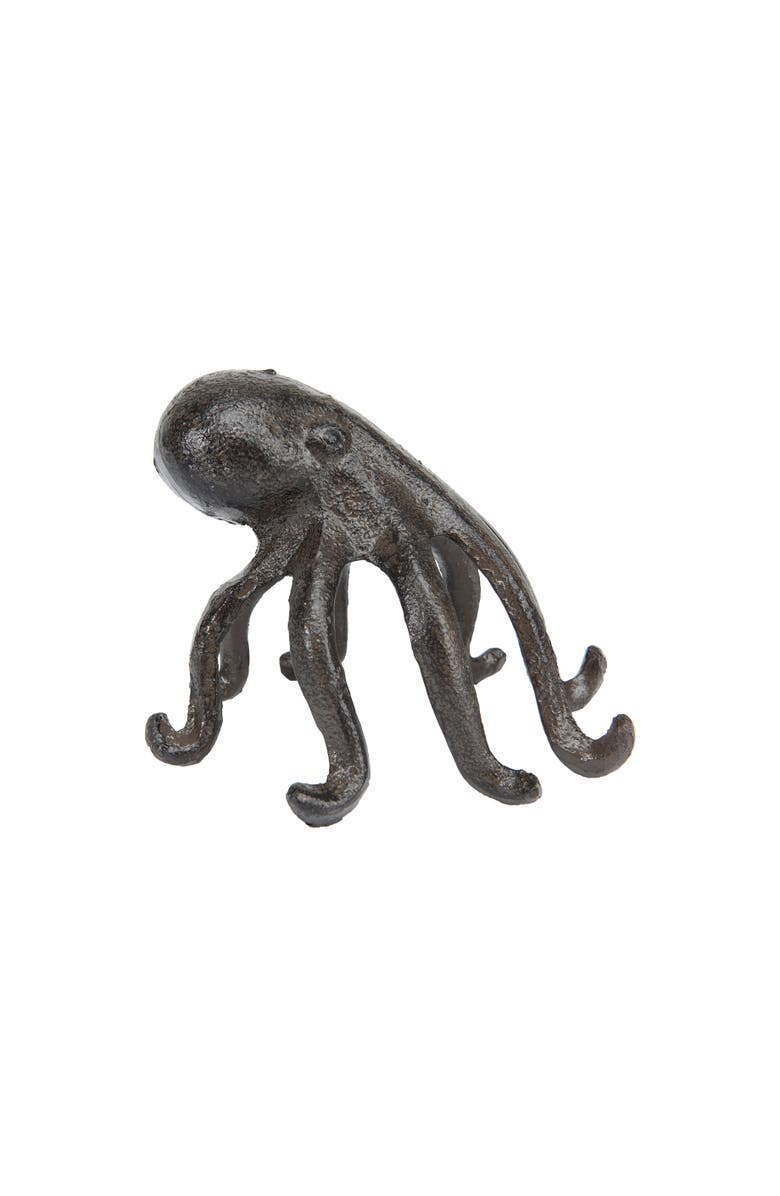 Storied Home Eclectic Cast Iron Octopus Figurine Phone/Tablet Holder, Dark Brown, Main, color, Brown