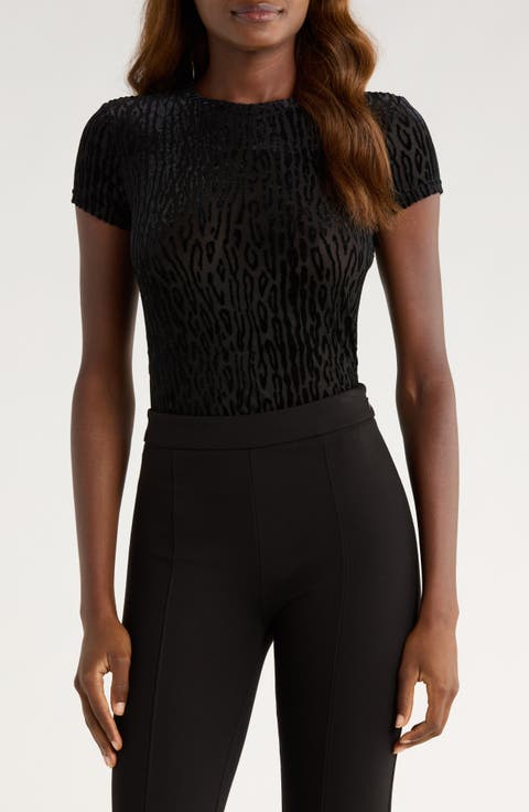 Eisa Leopard Velvet Burnout T-Shirt