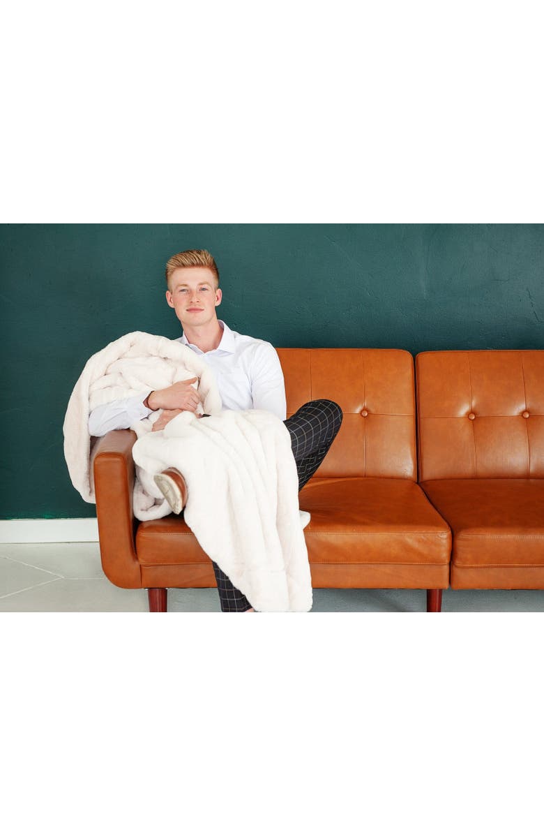 Minky Couture Plush Macadamia Nut Blanket, Alternate, color, Cream