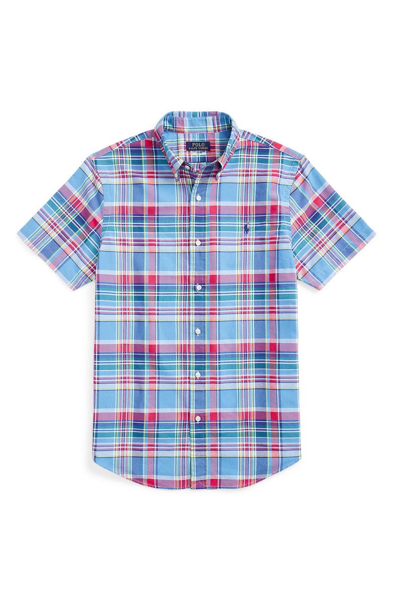 Polo Ralph Lauren Classic Fit Plaid Short Sleeve Button-Down Oxford Shirt, Alternate, color, Multi