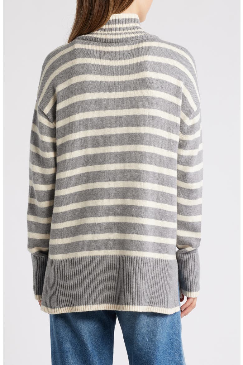 Cotton Blend Turtleneck Sweater, Alternate, color, MHG STRIPE