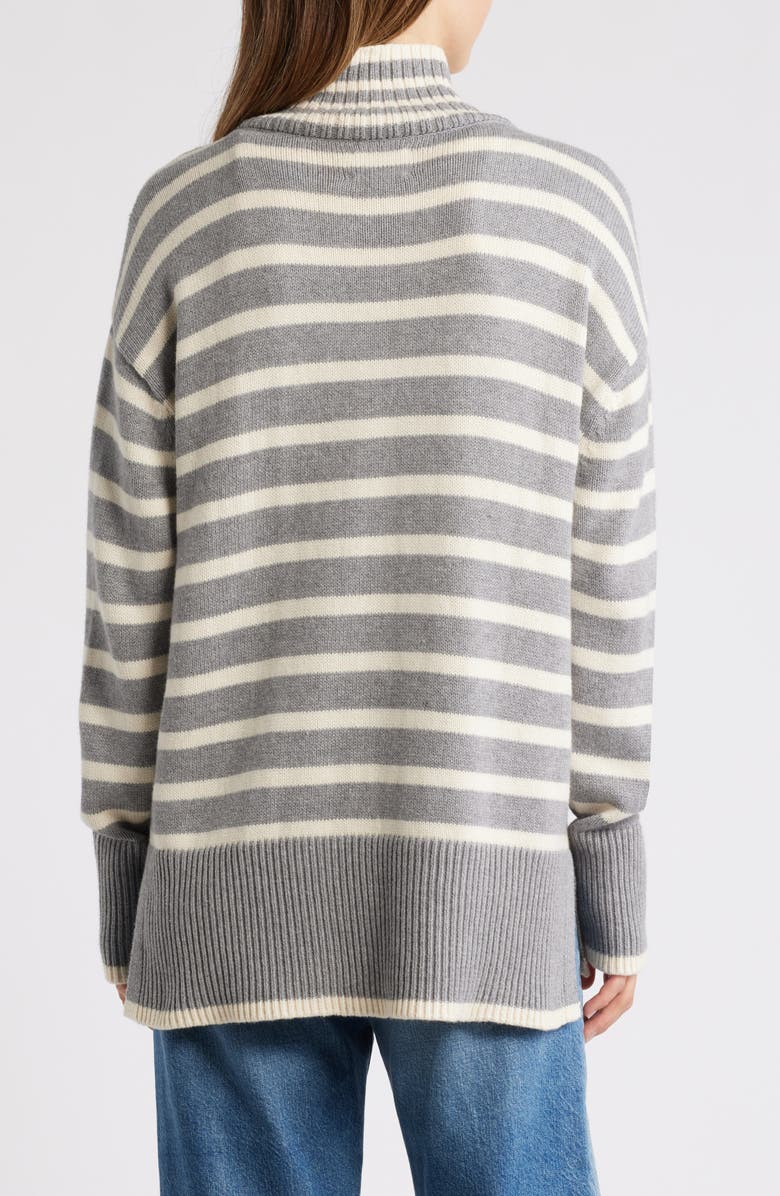 Lucky Brand Cotton Blend Turtleneck Sweater, Alternate, color, Mhg Stripe