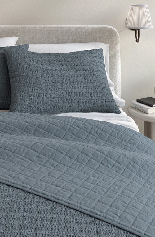 Woven & Weft Waffle Weave 3-piece Quilt Set In Blue