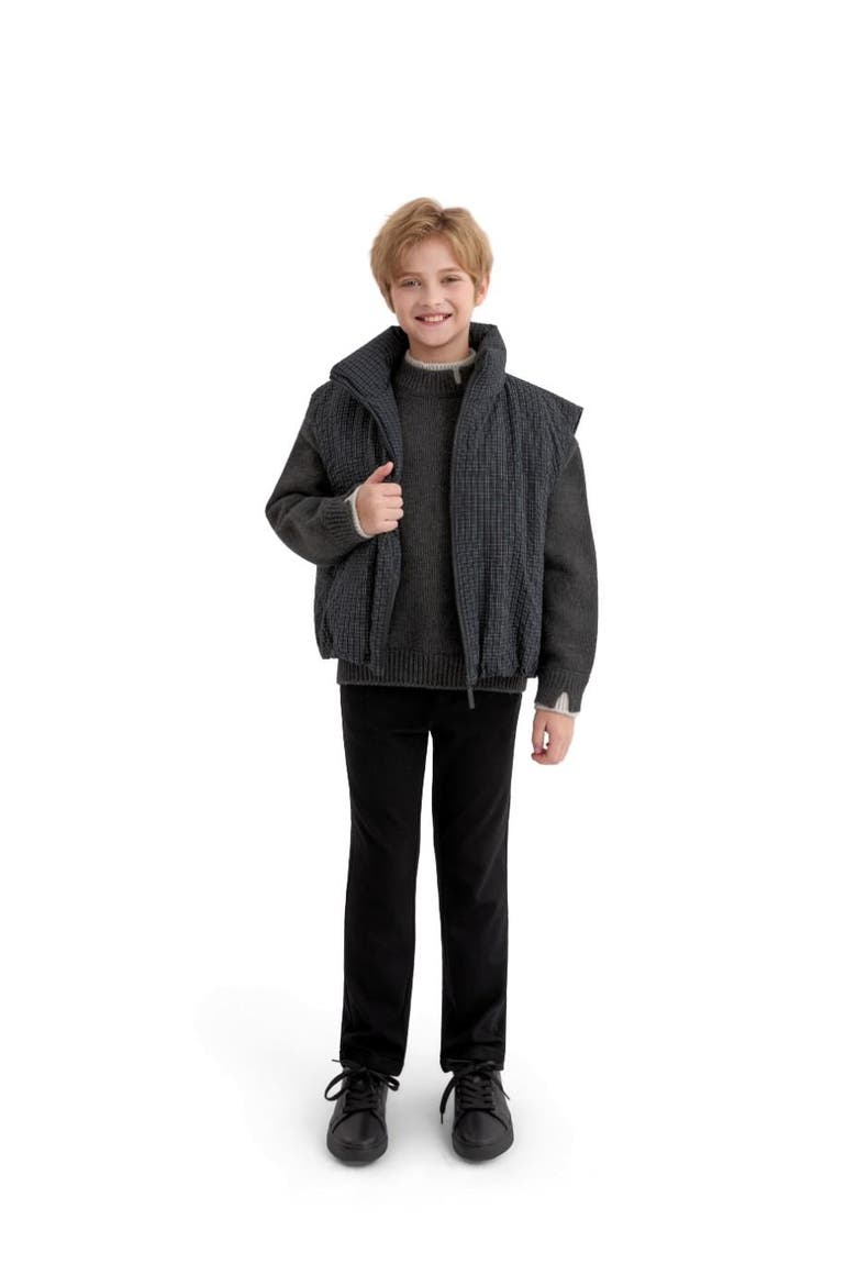 Grid-Pattern Quilted Vest, Alternate, color, Black