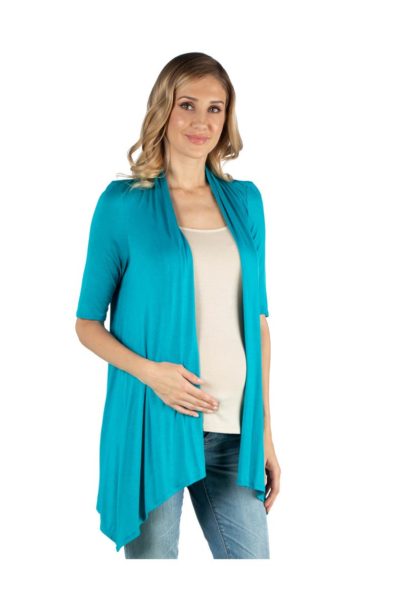 Maternity Loose Fit Open Front Cardigan, Main, color, Jade