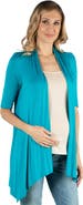 24seven Comfort Apparel Maternity Loose Fit Open Front Cardigan