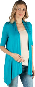 24seven Comfort Apparel Maternity Loose Fit Open Front Cardigan