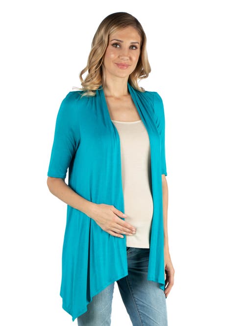 24seven Comfort Apparel Maternity Loose Fit Open Front Cardigan