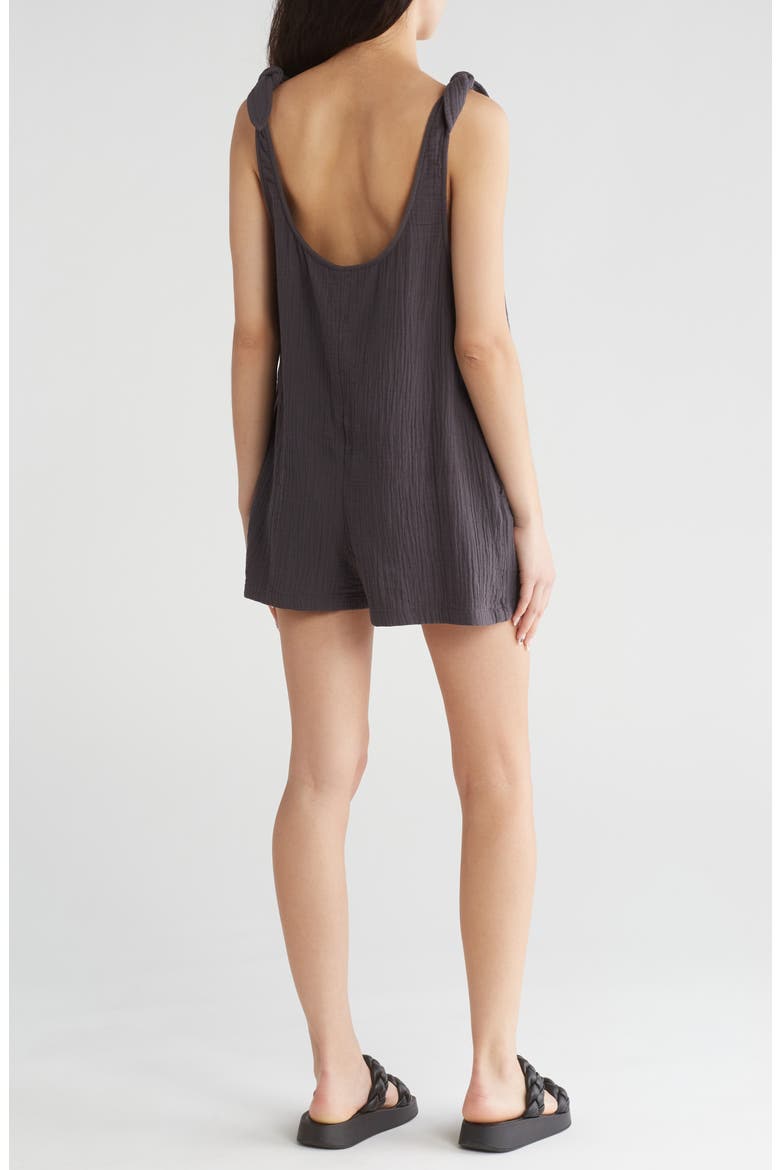 Weekend Tie Strap Romper, Alternate, color, GREY PHANTOM