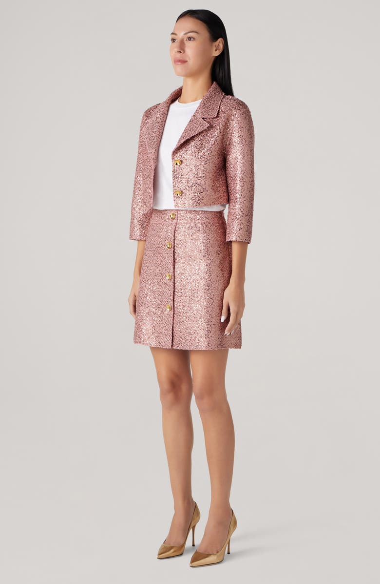 St. John Evening Sequin Knit Crop Jacket, Alternate, color, 