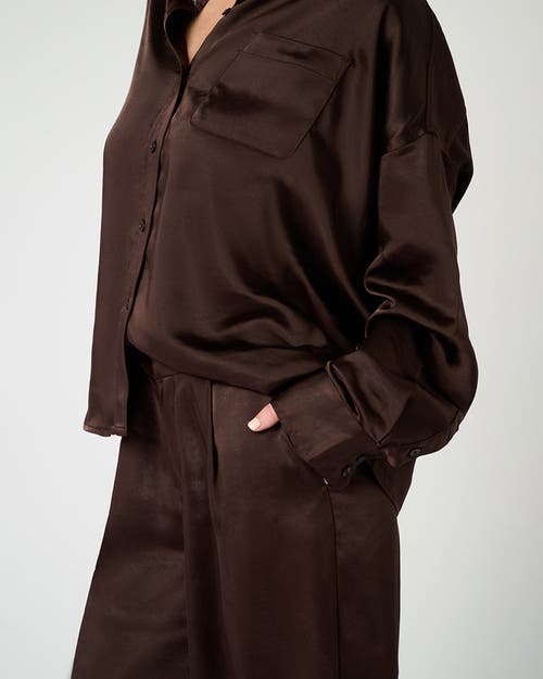 Weworewhat Cropped Button Front Shirt In Chestnut