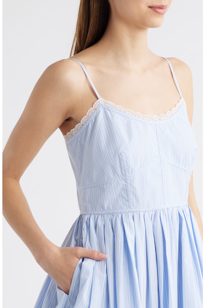 Harrisine Lace Trim Fit & Flare Minidress, Alternate, color, SKY LAGOON
