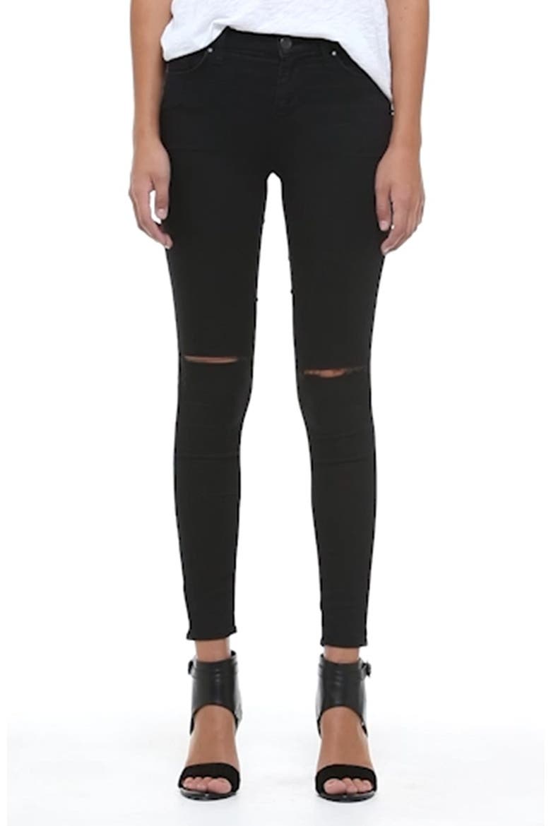 Moto 'Leigh' Ripped Skinny Jeans, Alternate, color, BLACK