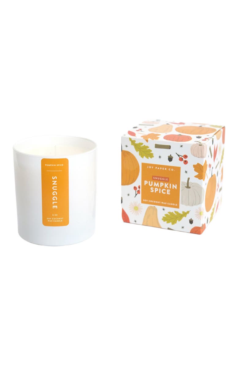 Joy Paper Co. Snuggle Pumpkin Spice Coconut Soy Candle, Alternate, color, White Glass Tumbler
