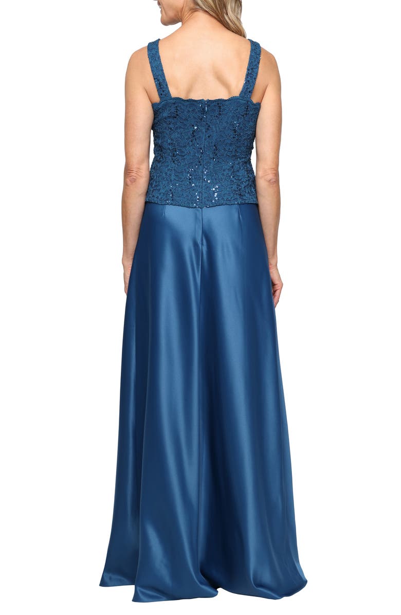Alex Evenings Sequin Lace & Satin Gown with Jacket, Alternate, color, Peacock