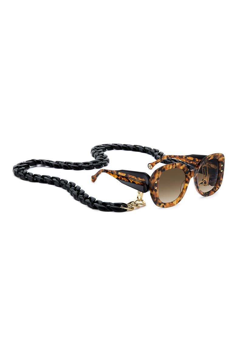 53mm Gradient Rectangular Sunglasses with Removable Chain, Alternate, color, HAVANA/ BROWN SF