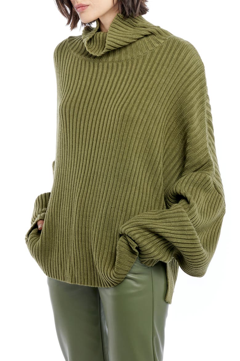Casey Oversize Turtleneck Sweater, Alternate, color, ARMY