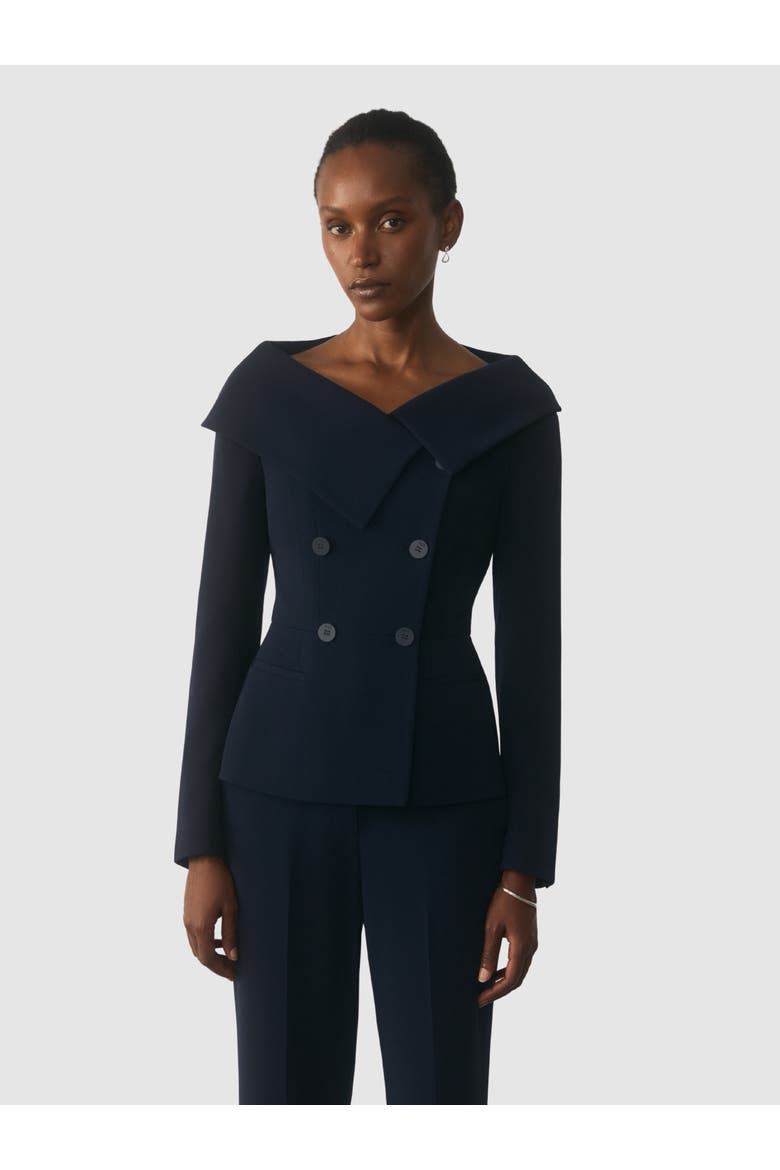 Lorelli Fold Collar Tailored Blazer, Main, color, Navy