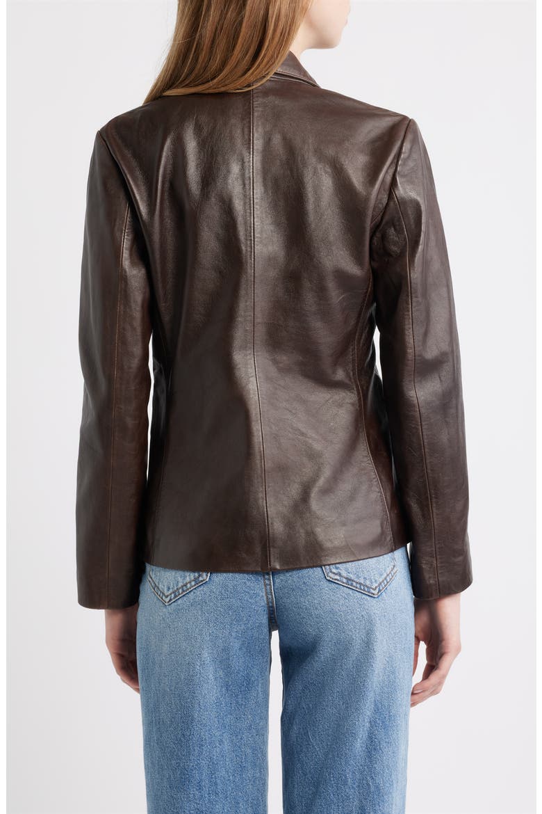 Fitted Leather Blazer, Alternate, color, BROWN