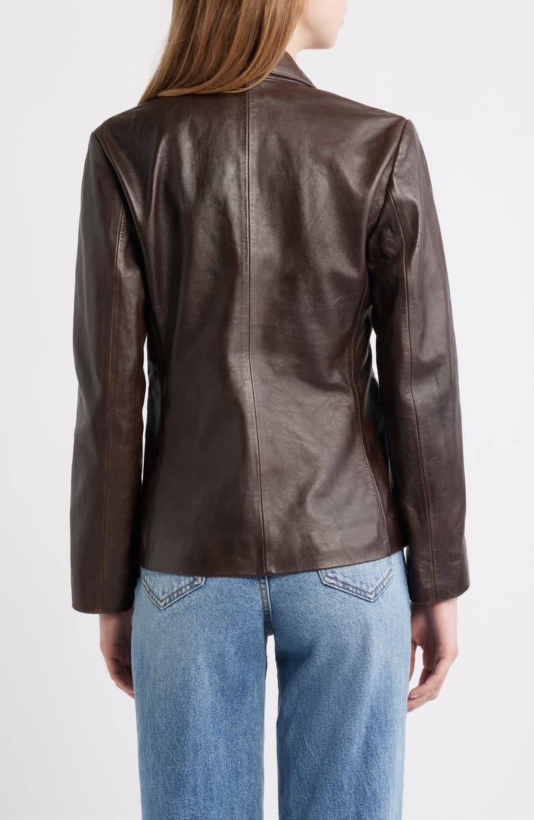 Schott NYC Fitted Leather Blazer, Alternate, color, Brown