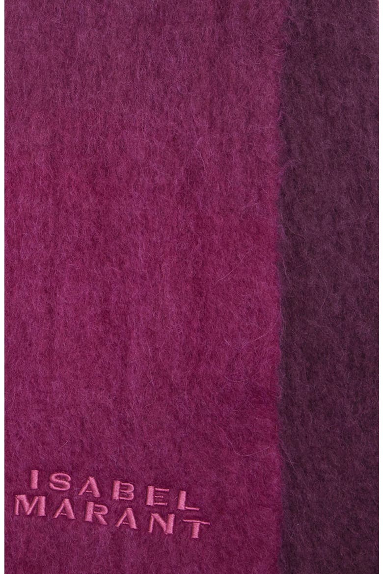 Firna Logo Embroidered Fringe Scarf, Alternate, color, PLUM