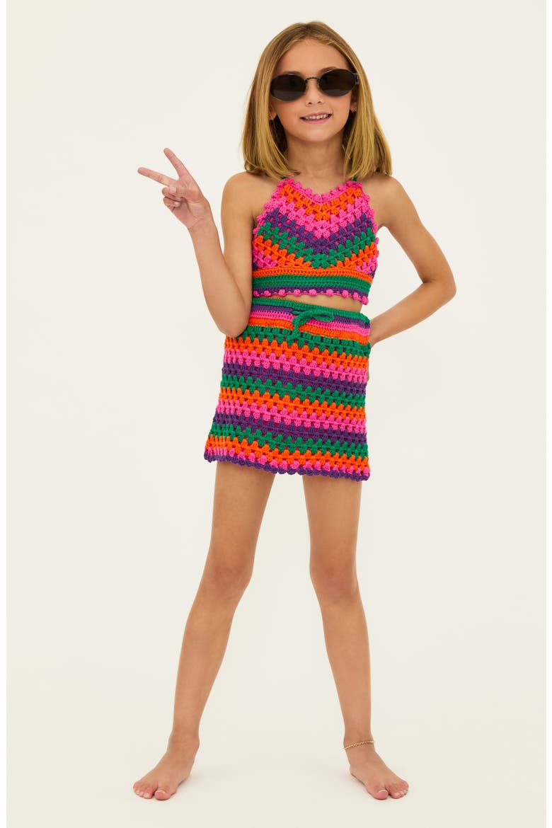 Kids' Lil' Carmen Two-Piece Cotton Crochet Cover-Up Dress, Alternate, color, TECHNICOLOR RAYS