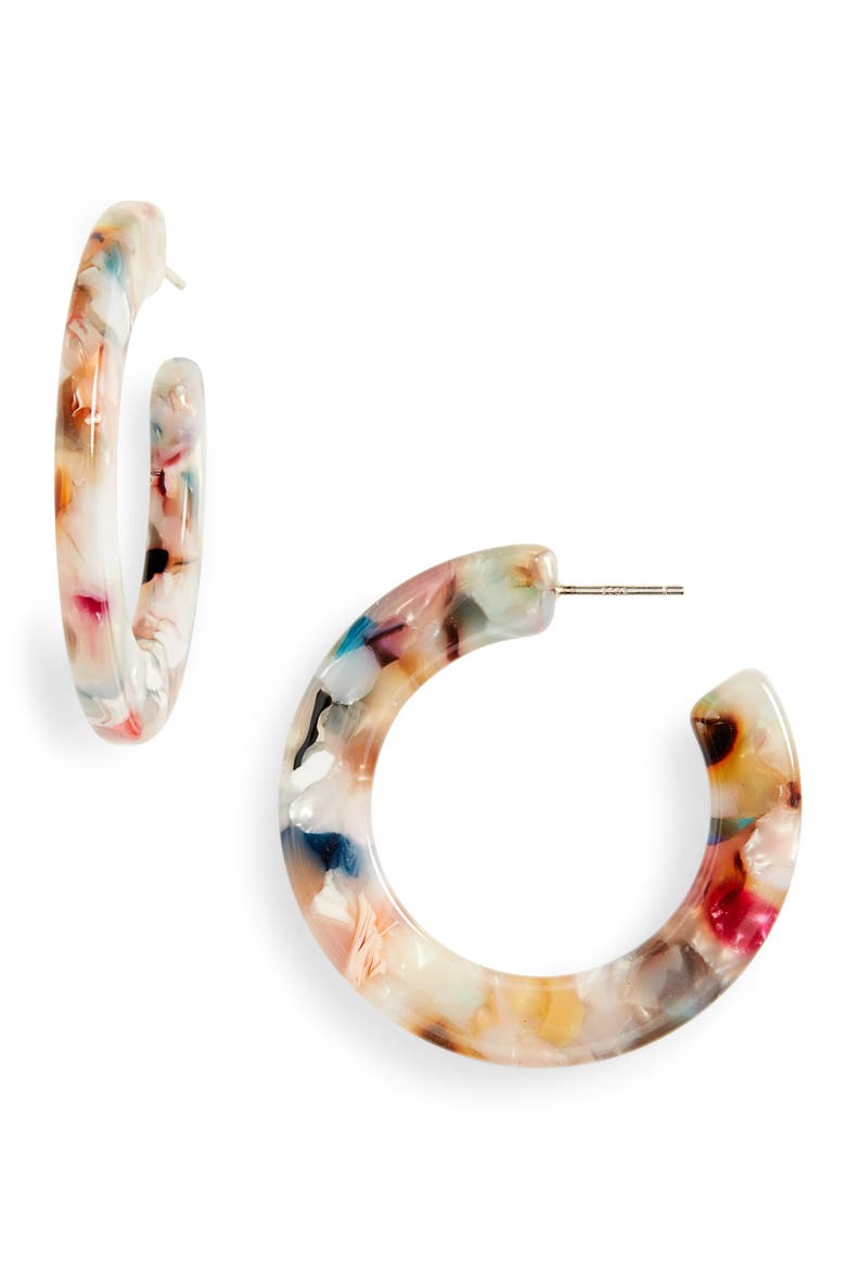 Acetate Hoop Earrings, Main, color, MULTI COLOR TORT