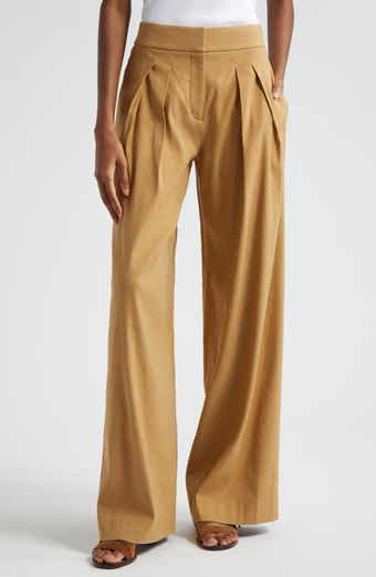 Veronica Beard Jodie Pleat Linen Blend Wide Leg Pants