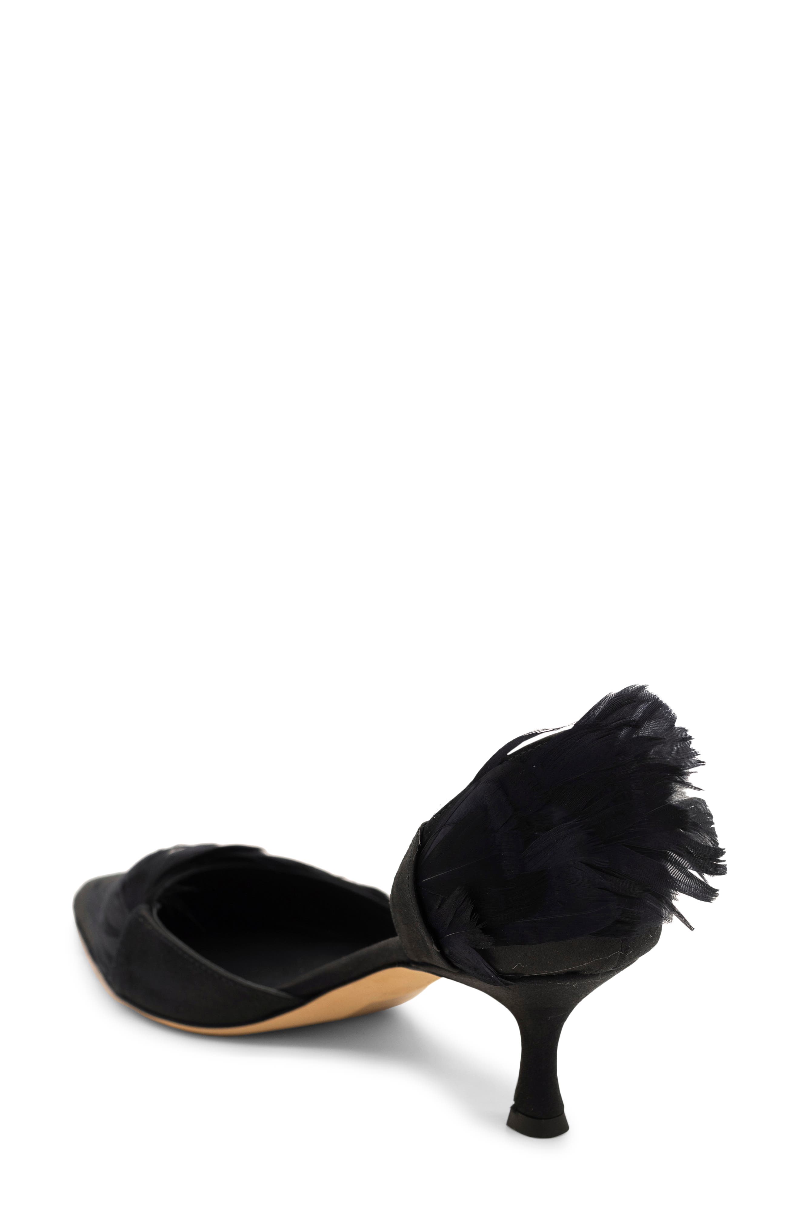Sophia Feather Kitten Heel d'Orsay Pump, Alternate, color, BLACK