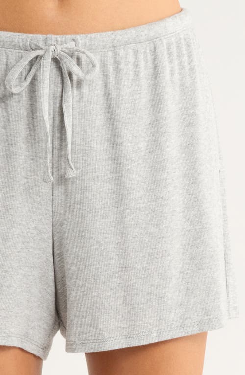 Nordstrom Moonlight Eco Rib Long Sleeve Shortie Pajamas In Gray