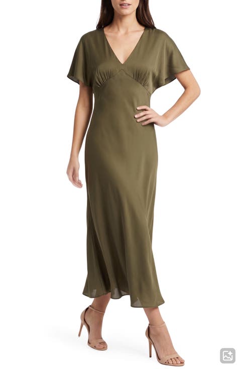 Satin Empire Waist Midi Dress