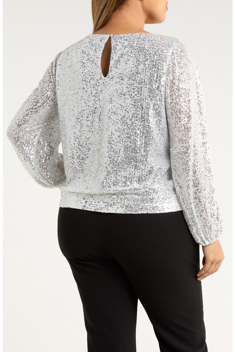 Sequin Tie Hem Top, Alternate, color, SILVER