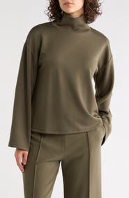 NORDSTROM RACK Mock Neck Long Sleeve Scuba Knit Top