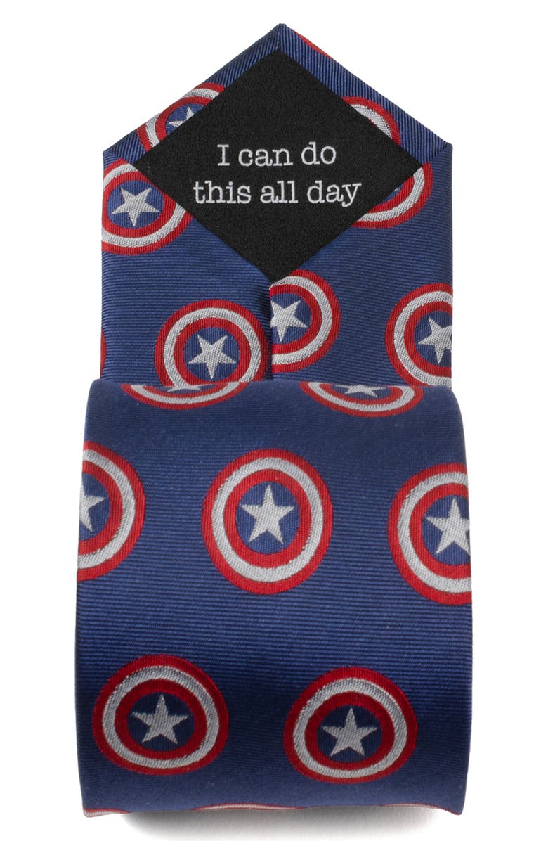 Cufflinks, Inc. Captain America Hidden Message Silk Blend Tie, Alternate, color, Blue