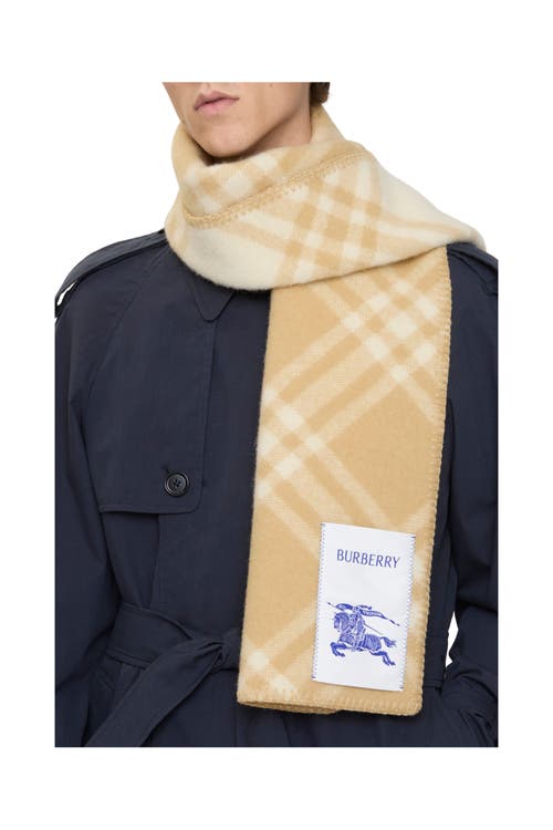 Burberry Check Wool Scarf In Brown