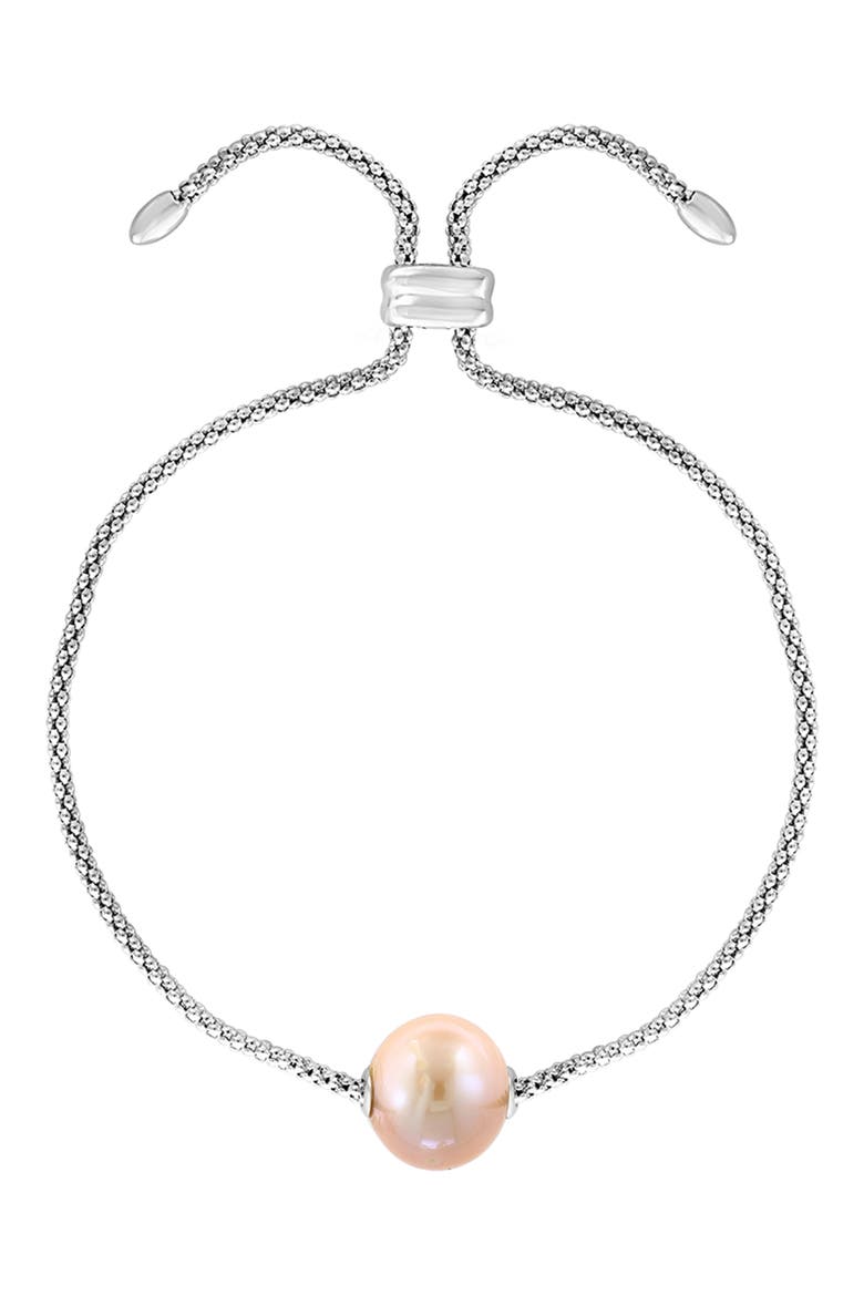 Sterling Silver Peach Freshwater Pearl Slider Bracelet, Main, color, PEACH