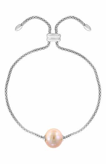 Sterling Silver Peach Freshwater Pearl Slider Bracelet